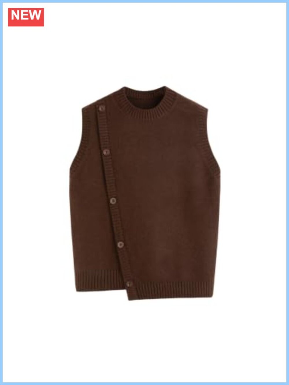 Sweater Vest Wrap Front Crew Neck Sleeveless Wool Blend Knit Top